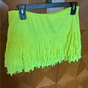 Lucky in Love Neon Yellow Fringe Tennis Skirt